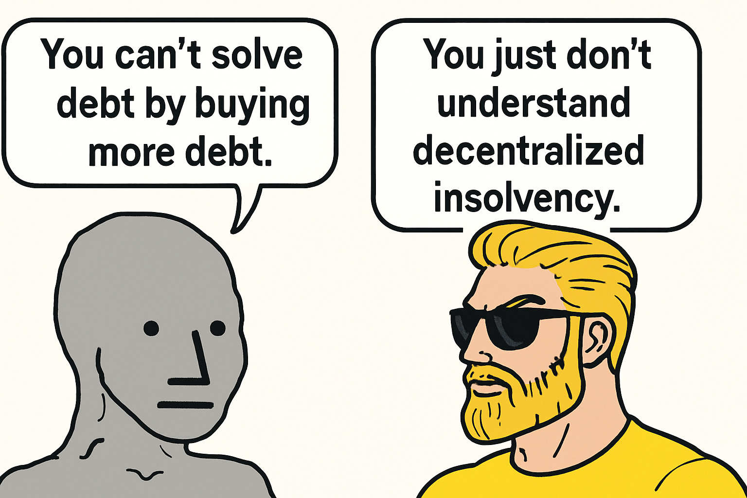 Meme highlighting the community aspect of $DEBT